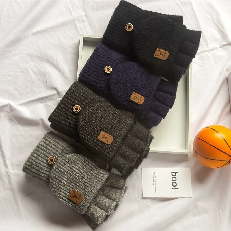 Damen Handschuhe Herbst Winter Gestrickte Damenhandschuhe Fäustlinge Touchscreen