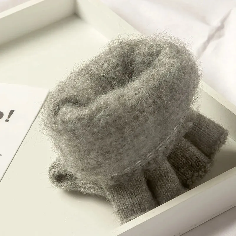 Damen Handschuhe Herbst Winter Gestrickte Damenhandschuhe Fäustlinge Touchscreen
