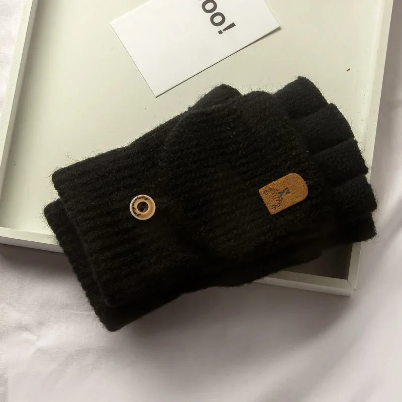 Damen Handschuhe Herbst Winter Gestrickte Damenhandschuhe Fäustlinge Touchscreen