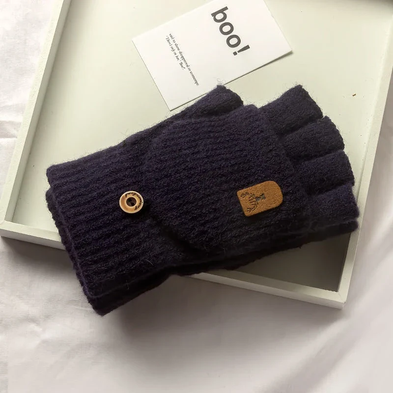 Damen Handschuhe Herbst Winter Gestrickte Damenhandschuhe Fäustlinge Touchscreen