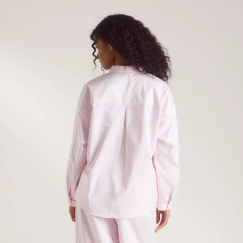 Bloom & Stripe Pyjamahemd - Rosa