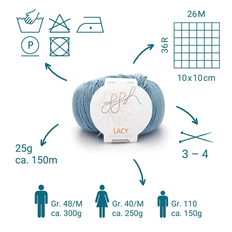 ggh Lacy | Set mit 4 x 25g (insg. 100g) - 004 - Eisblau