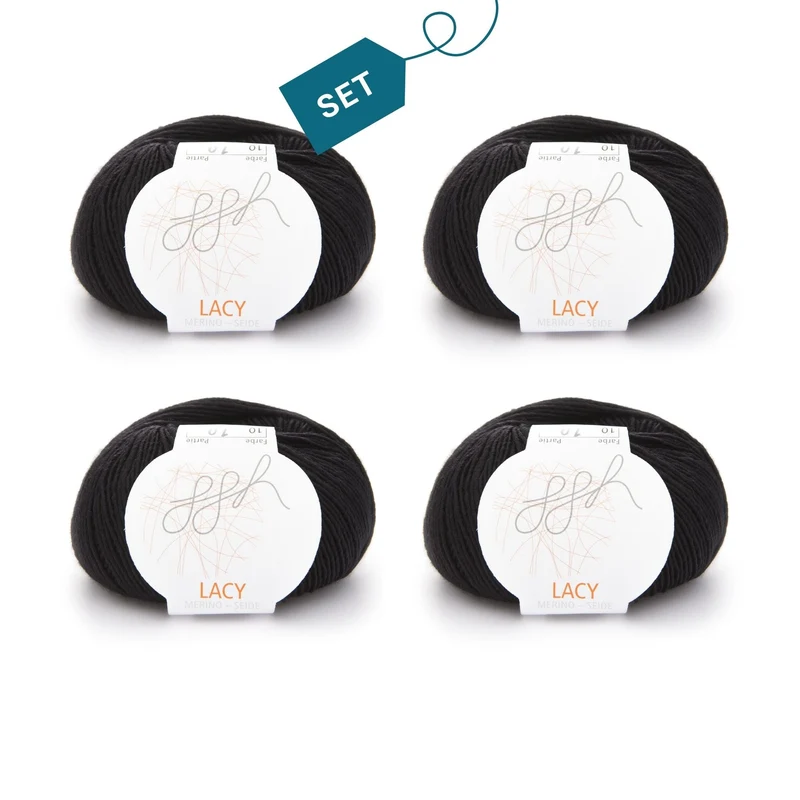 ggh Lacy | Set mit 4 x 25g (insg. 100g) - 010 - Schwarz