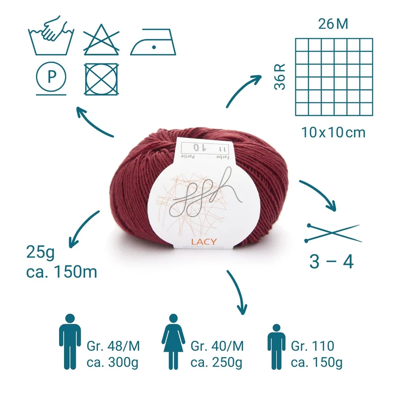 ggh Lacy | Set mit 4 x 25g (insg. 100g) - 011 - Kardinalrot