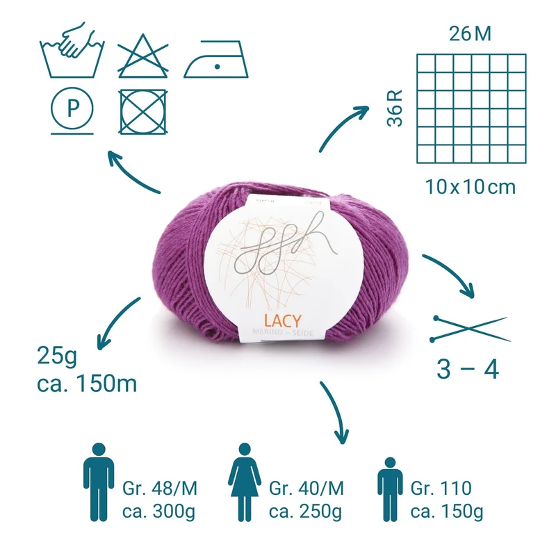 ggh Lacy | Set mit 4 x 25g (insg. 100g) - 012 - Zyklam