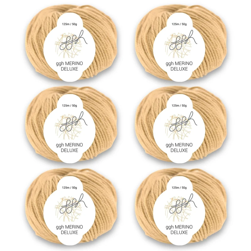 ggh Merino Deluxe - 300g Set (6x50g) - 008 – Beigebraun