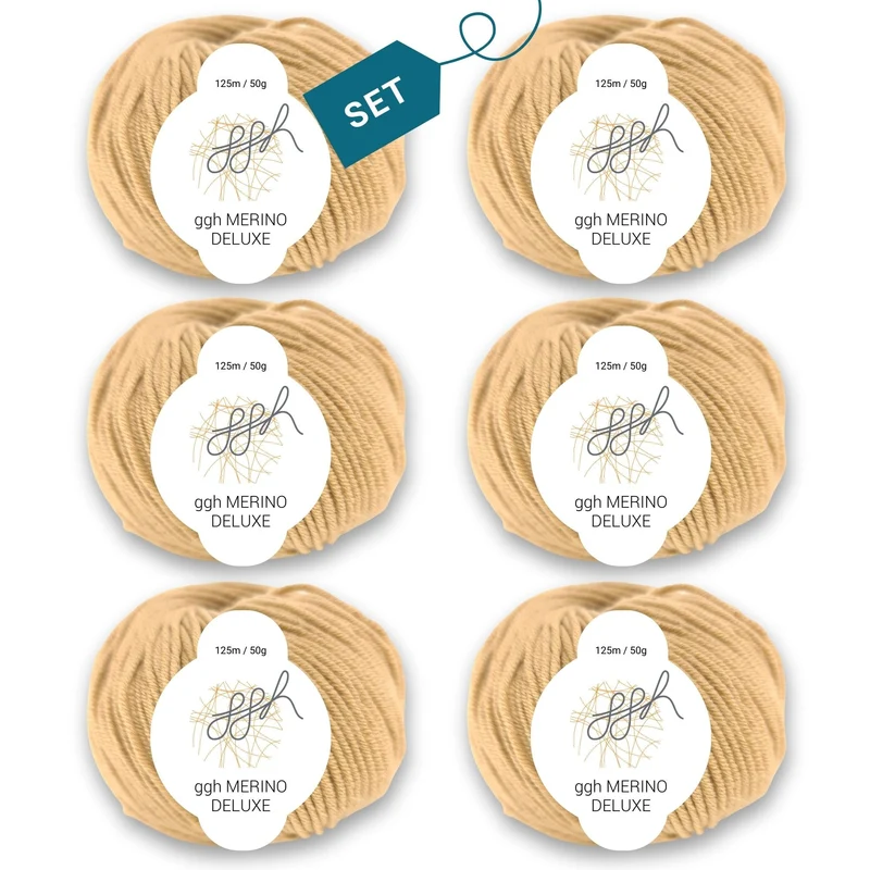 ggh Merino Deluxe - 300g Set (6x50g) - 008 – Beigebraun