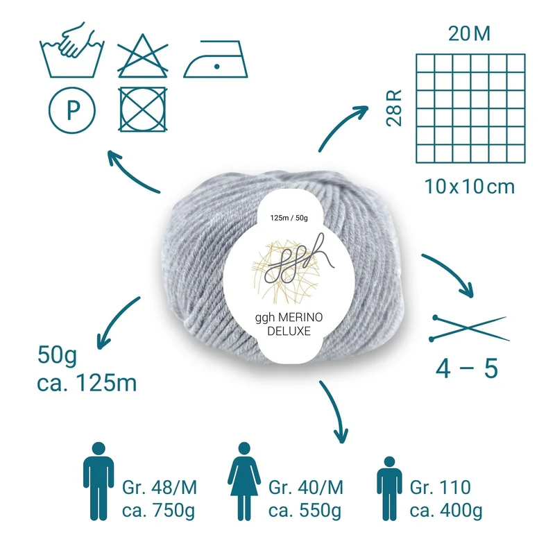 ggh Merino Deluxe - 300g Set (6x50g) - 005 - Grau