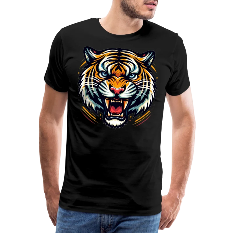 Männer T-Shirt Rundhals Unisex Tiger Sommer Streetwear Tank Top 100% Baumwolle