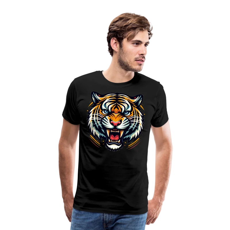 Männer T-Shirt Rundhals Unisex Tiger Sommer Streetwear Tank Top 100% Baumwolle