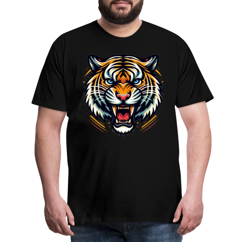 Männer T-Shirt Rundhals Unisex Tiger Sommer Streetwear Tank Top 100% Baumwolle