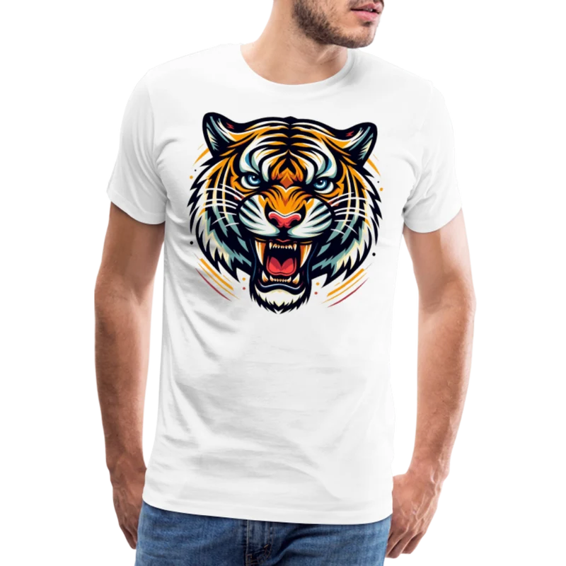 Männer T-Shirt Rundhals Unisex Tiger Sommer Streetwear Tank Top 100% Baumwolle