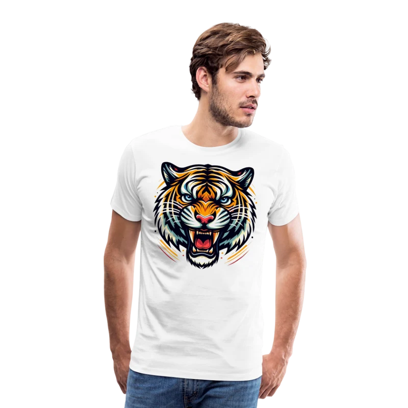 Männer T-Shirt Rundhals Unisex Tiger Sommer Streetwear Tank Top 100% Baumwolle
