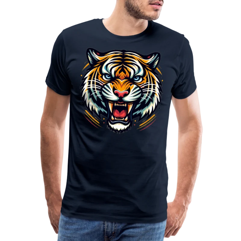 Männer T-Shirt Rundhals Unisex Tiger Sommer Streetwear Tank Top 100% Baumwolle