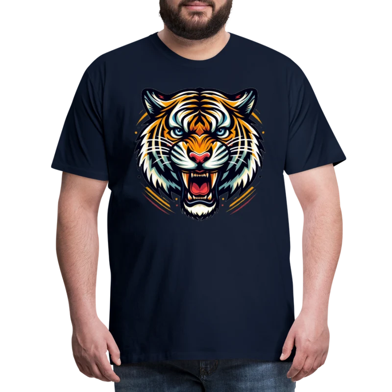 Männer T-Shirt Rundhals Unisex Tiger Sommer Streetwear Tank Top 100% Baumwolle