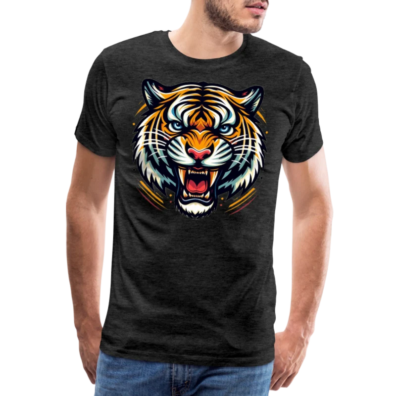 Männer T-Shirt Rundhals Unisex Tiger Sommer Streetwear Tank Top 100% Baumwolle