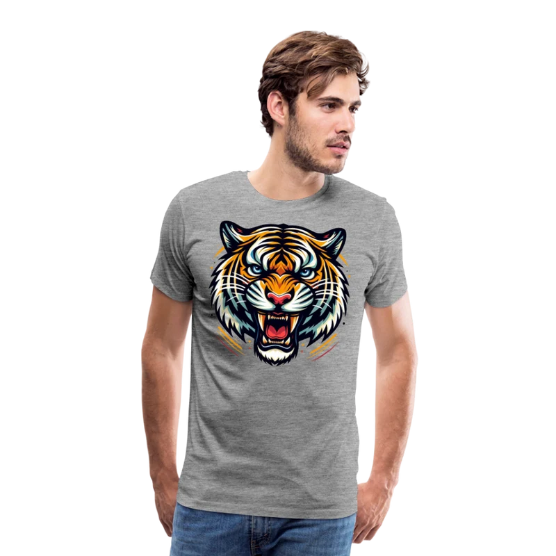 Männer T-Shirt Rundhals Unisex Tiger Sommer Streetwear Tank Top 100% Baumwolle