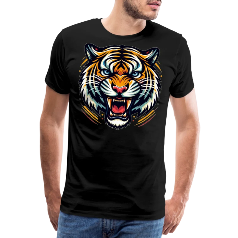 Herren T-Shirt Rundhals Unisex Tiger Sommer Streetwear Tank Top 100% Baumwolle