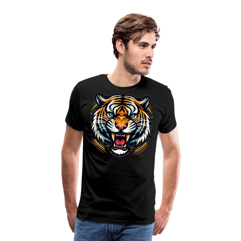 Herren T-Shirt Rundhals Unisex Tiger Sommer Streetwear Tank Top 100% Baumwolle