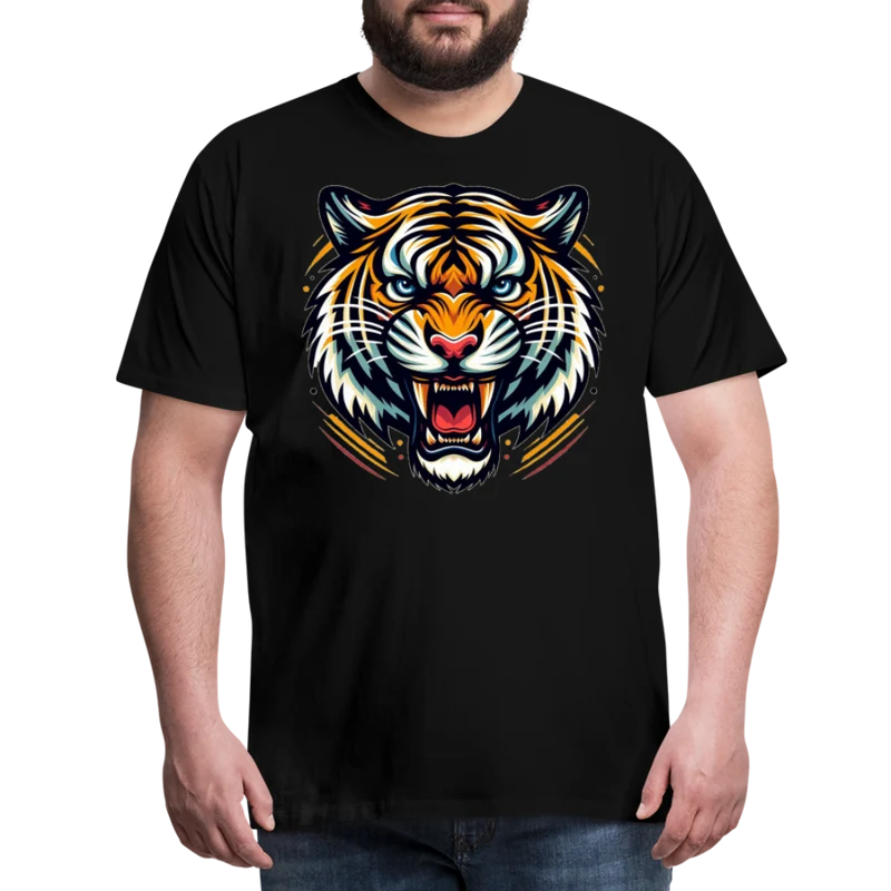 Herren T-Shirt Rundhals Unisex Tiger Sommer Streetwear Tank Top 100% Baumwolle