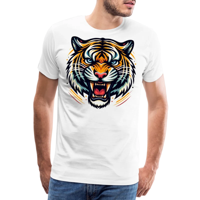 Herren T-Shirt Rundhals Unisex Tiger Sommer Streetwear Tank Top 100% Baumwolle