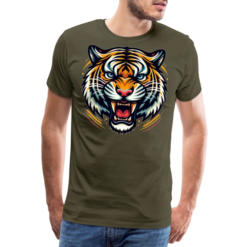 Herren T-Shirt Rundhals Unisex Tiger Sommer Streetwear Tank Top 100% Baumwolle