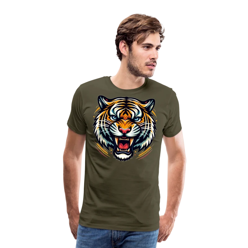 Herren T-Shirt Rundhals Unisex Tiger Sommer Streetwear Tank Top 100% Baumwolle