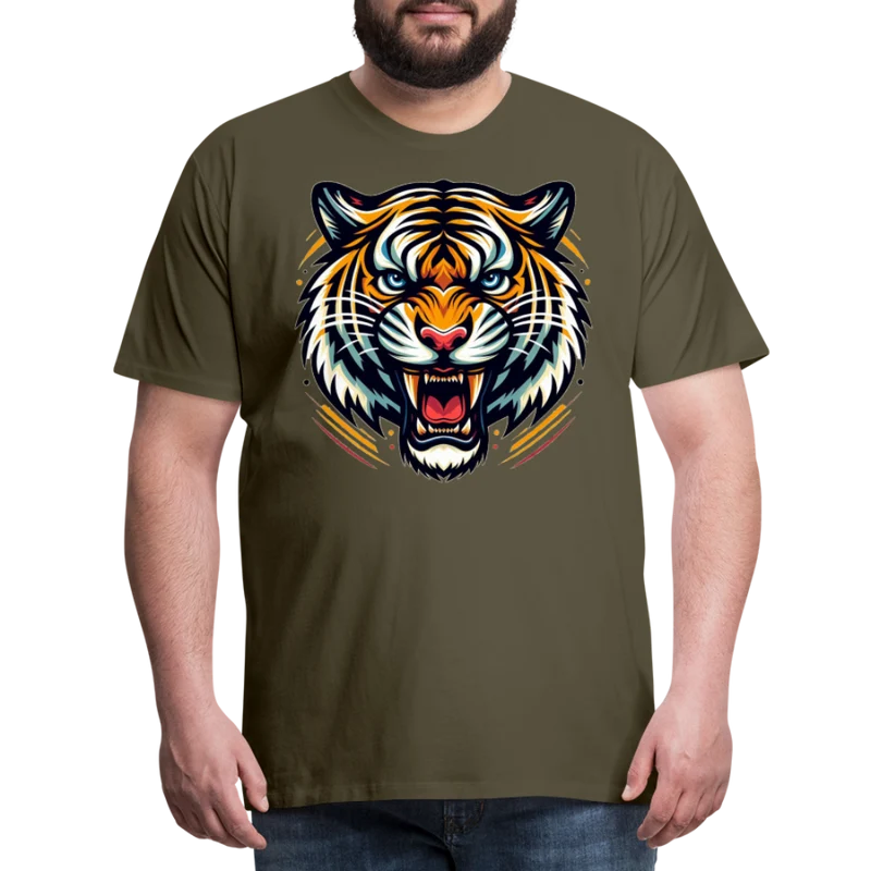 Herren T-Shirt Rundhals Unisex Tiger Sommer Streetwear Tank Top 100% Baumwolle