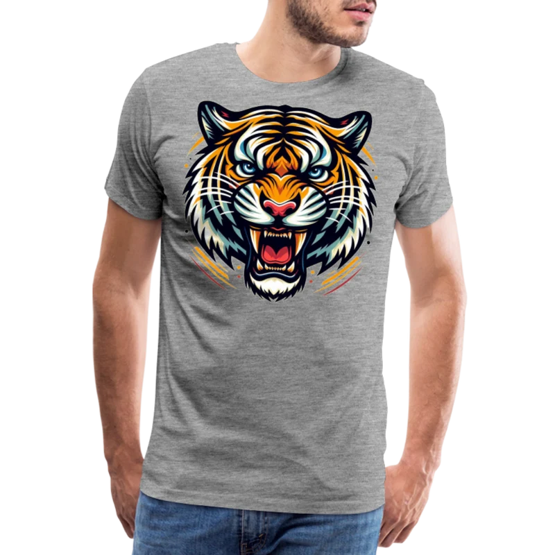 Herren T-Shirt Rundhals Unisex Tiger Sommer Streetwear Tank Top 100% Baumwolle