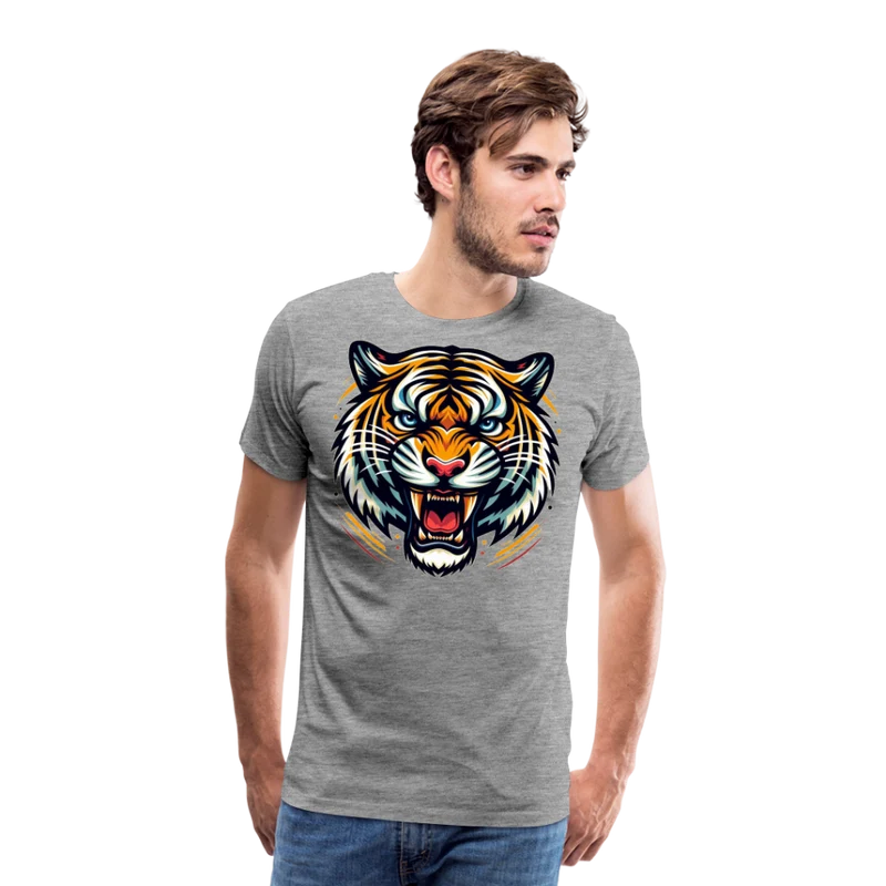 Herren T-Shirt Rundhals Unisex Tiger Sommer Streetwear Tank Top 100% Baumwolle