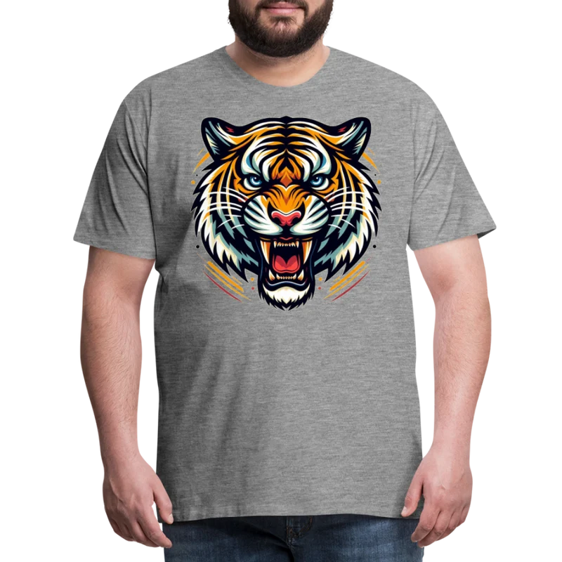 Herren T-Shirt Rundhals Unisex Tiger Sommer Streetwear Tank Top 100% Baumwolle