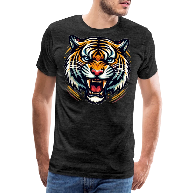 Herren T-Shirt Rundhals Unisex Tiger Sommer Streetwear Tank Top 100% Baumwolle