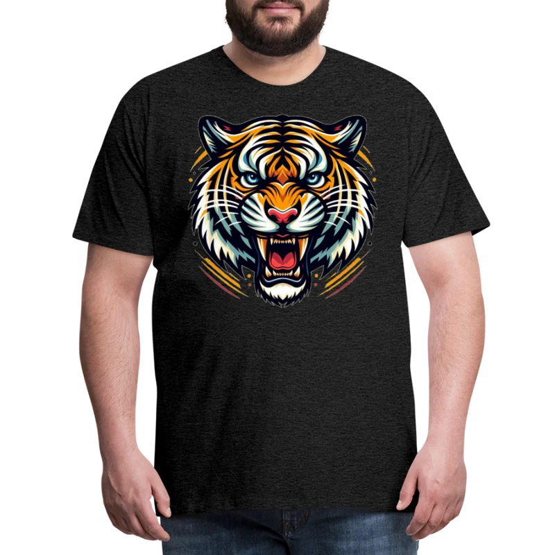 Herren T-Shirt Rundhals Unisex Tiger Sommer Streetwear Tank Top 100% Baumwolle