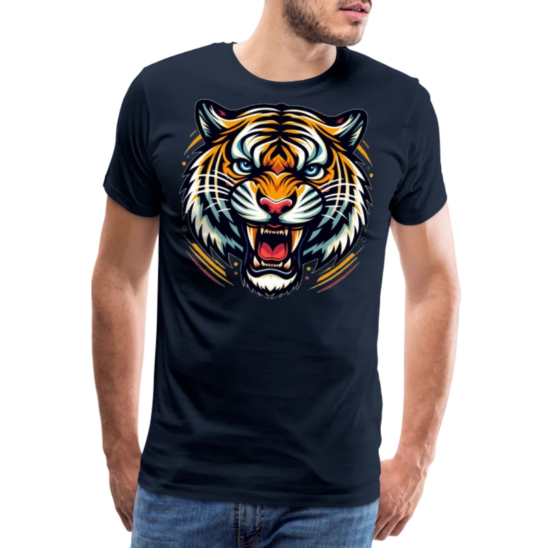 Herren T-Shirt Rundhals Unisex Tiger Sommer Streetwear Tank Top 100% Baumwolle