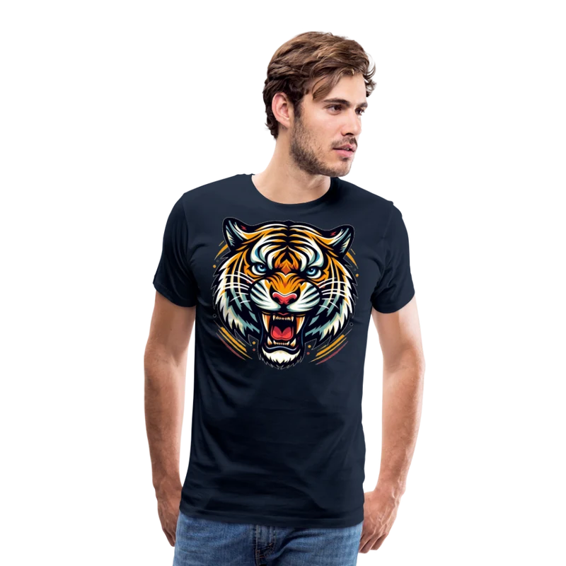 Herren T-Shirt Rundhals Unisex Tiger Sommer Streetwear Tank Top 100% Baumwolle