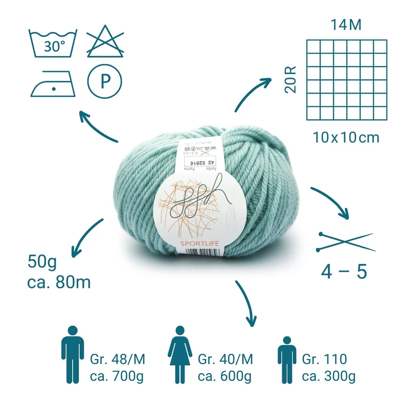 ggh Sportlife Box | Set mit 300g (6x50g) | 042 Mintgrün
