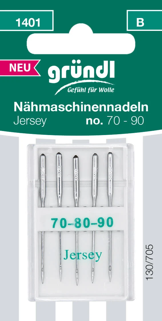 Nähmaschinennadeln Jersey, 5 Stück, No. 70 – 90