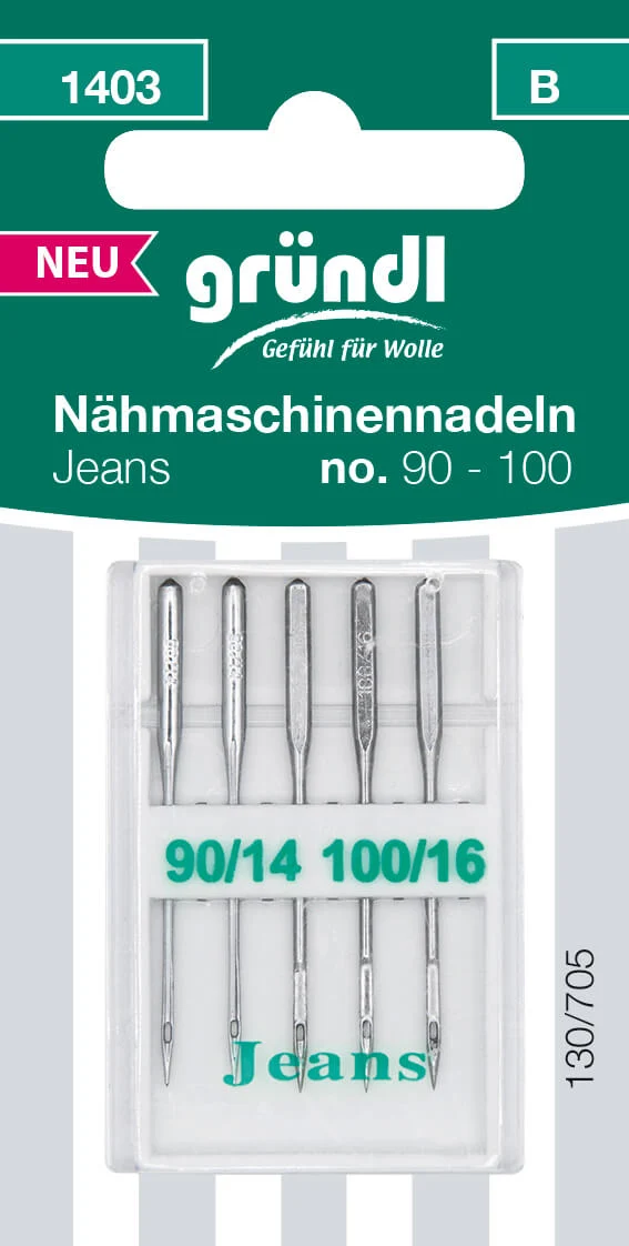 Nähmaschinennadeln Jeans, 5 Stück, No. 90 – 100