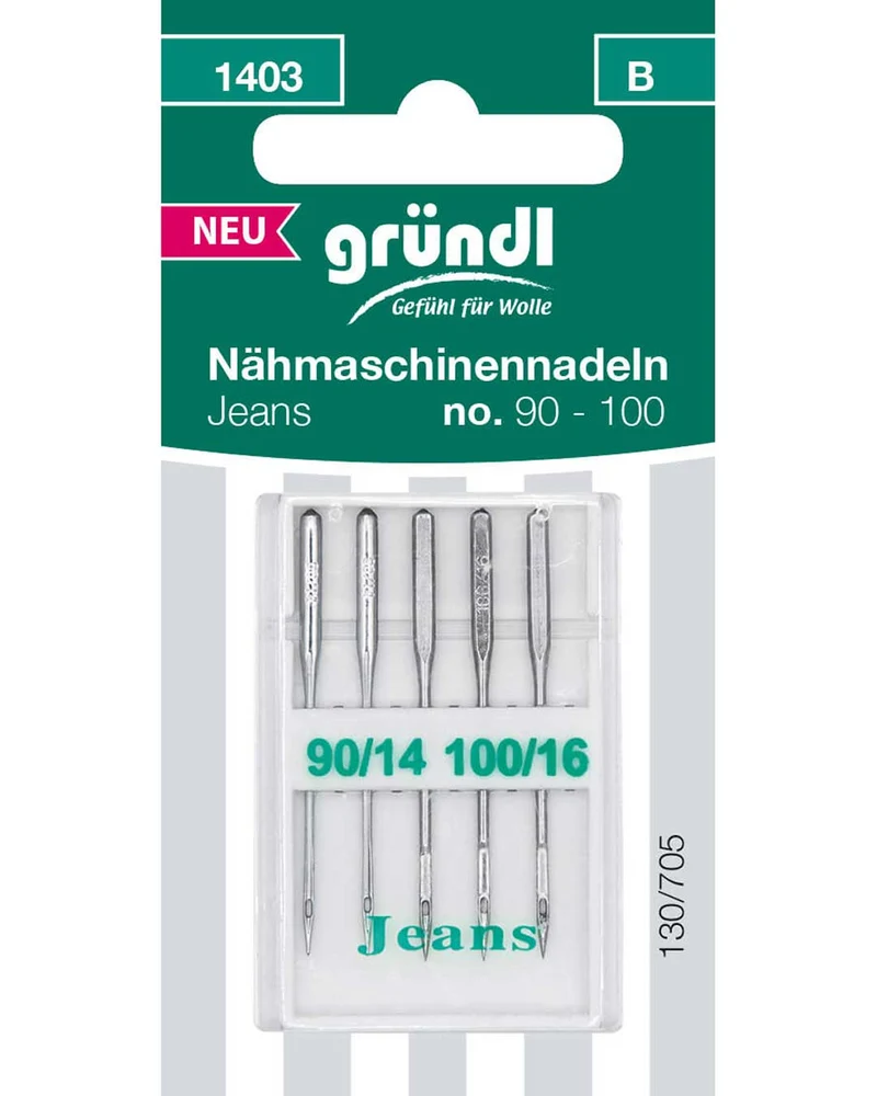 Nähmaschinennadeln Jeans, 5 Stück, No. 90 – 100