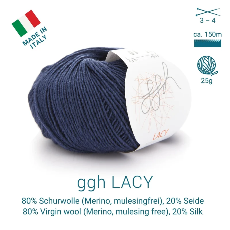 GGH Lacy | Merinowolle mit Seide | 25g - 170m | 013 - Dunkelblau
