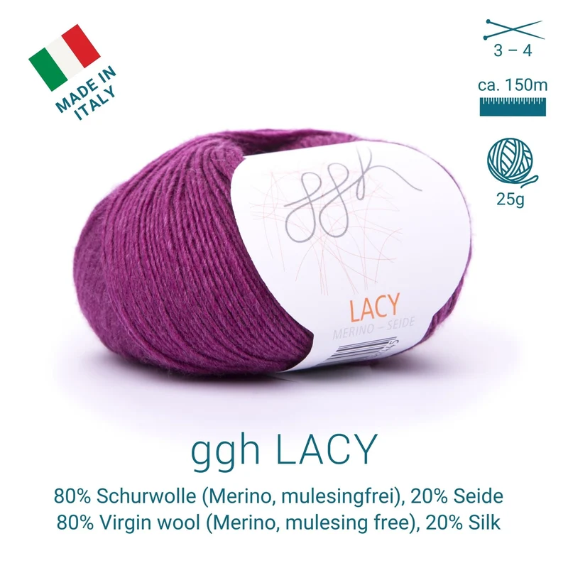GGH Lacy | Merinowolle mit Seide | 25g - 170m | 016 - Amethyst