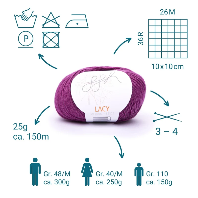 GGH Lacy | Merinowolle mit Seide | 25g - 170m | 016 - Amethyst