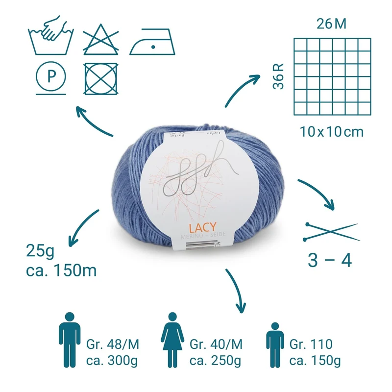 GGH Lacy | Merinowolle mit Seide | 25g - 170m | 021 - Blau