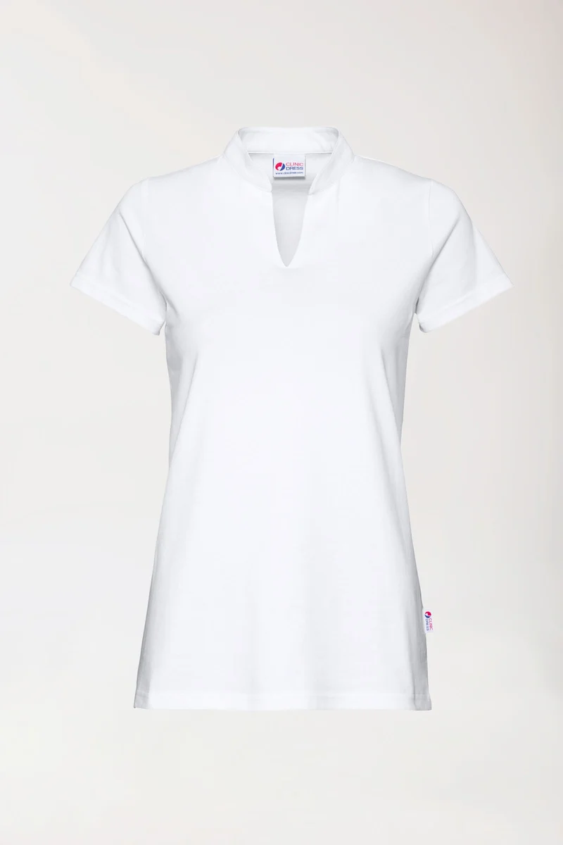 Stretch Shirt Damen - Stehkragen weiß
