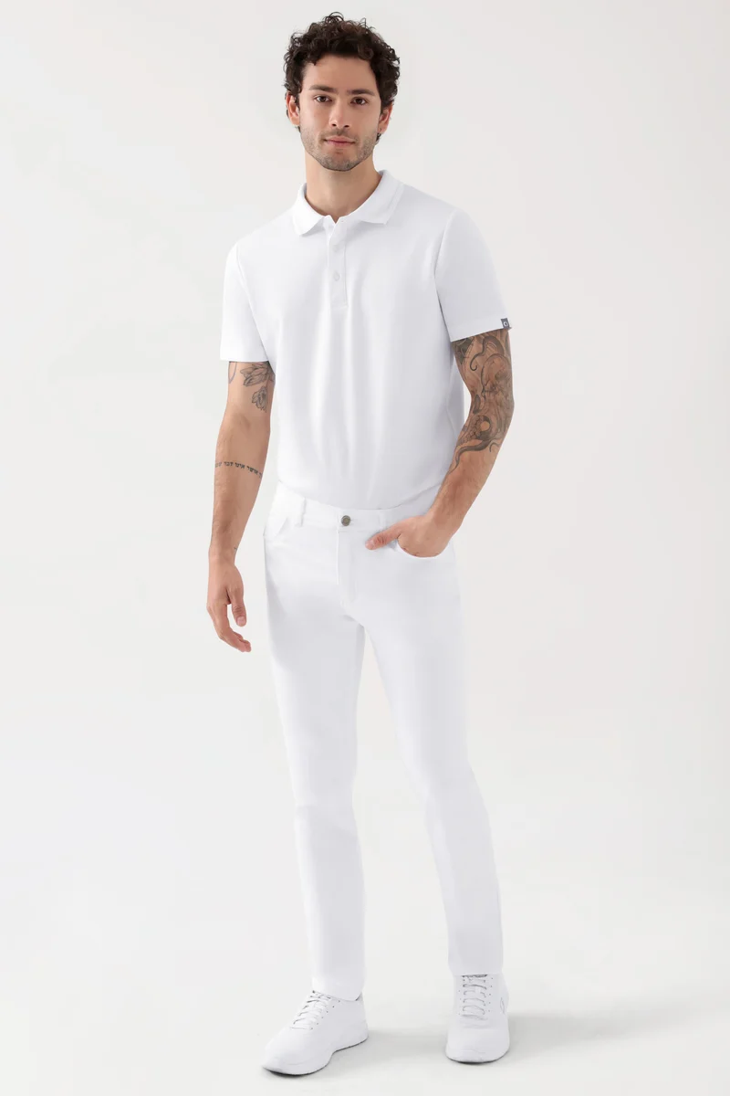 COMFY FLEX 5-Pocket Hose Herren - schlankes Bein weiß