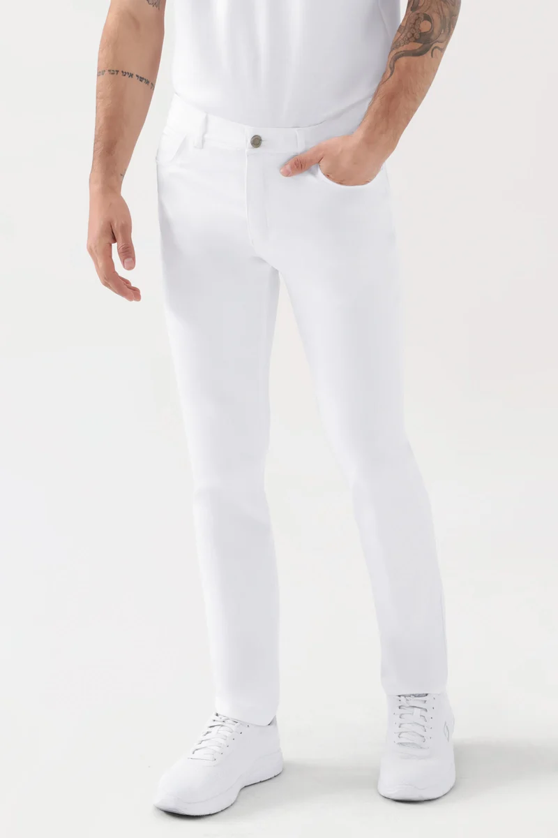 COMFY FLEX 5-Pocket Hose Herren - schlankes Bein weiß