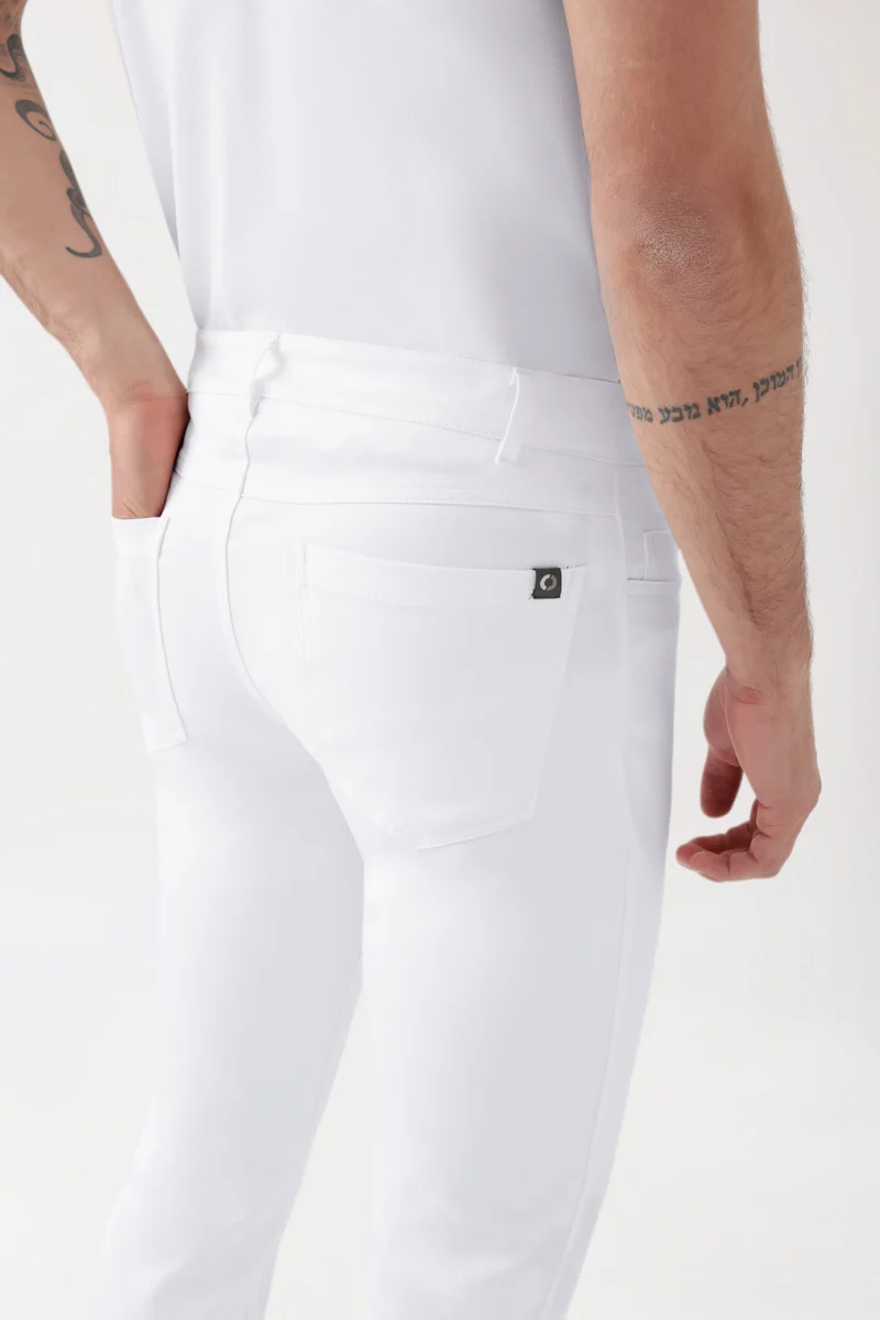 COMFY FLEX 5-Pocket Hose Herren - schlankes Bein weiß