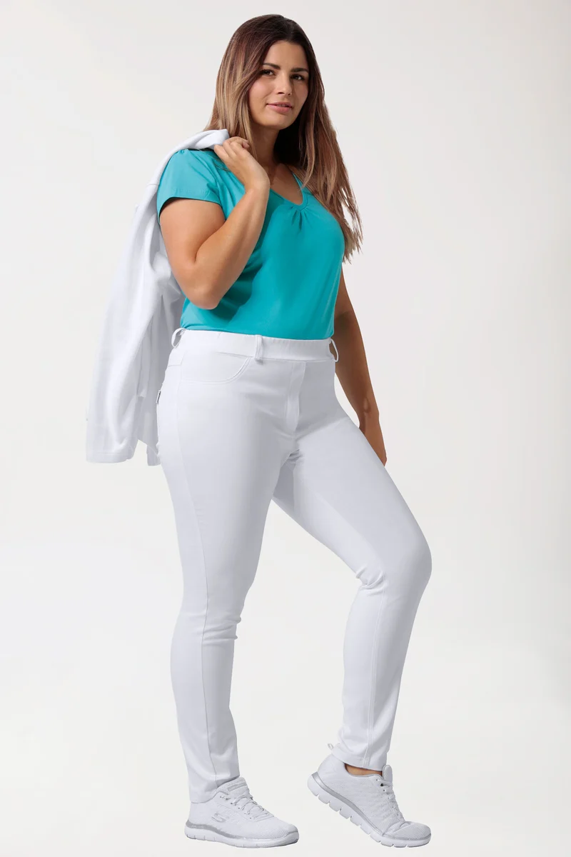 Curved Leggings COMFY FLEX - elastischer Rundumgummibund weiß