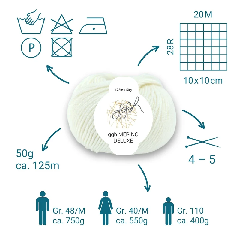 ggh Merino Deluxe - 300g Set (6x50g) - 003 - Wollweiß