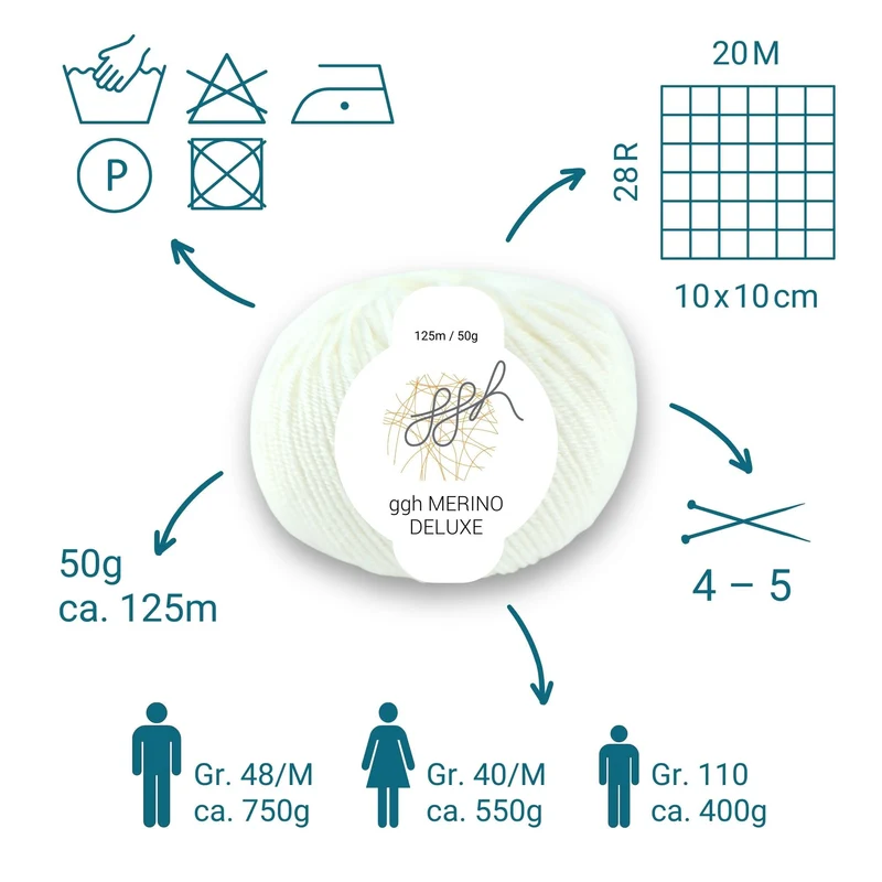 ggh Merino Deluxe - 300g Set (6x50g) - 002 - Weiß